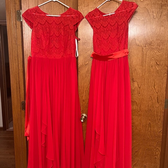 Two Red Azazie Bridesmaid Dresses - Picture 2 of 6